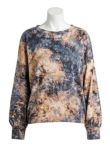 Umgee Tie Dye Twisted Collar Sweater in Golden Yellow (view 1)