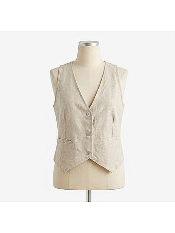 Bella Dahl Cinch Back Vest in Linen Sand (view 1)