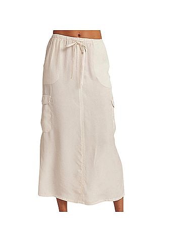 Bella Dahl Goldie Bellow Pocket Cargo Skirt in Seashell Sand (view 2)