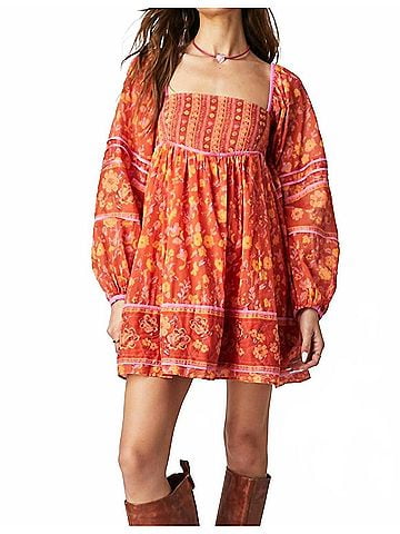 Free People Endless Afternoon Mini Dress in Chili Combo (view 2)