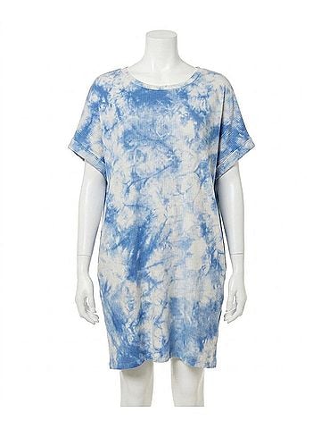 Umgee Ribbed Tie Dye Dress in Sky Blue (view 1)