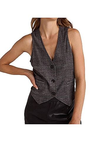 Bella Dahl Cinch Back Vest in Glencheck Plaid (view 2)