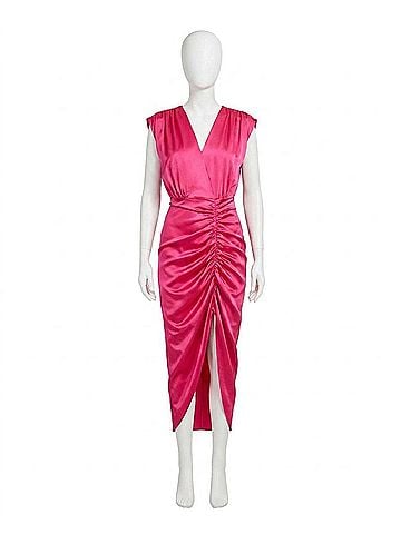 Nicole Miller Hailey Satin Cap Sleeve Dress in Precious Pink (view 1)
