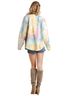 Umgee Yellow Raglan Sleeve Raw Edged Top in Multi Size M - photo 4
