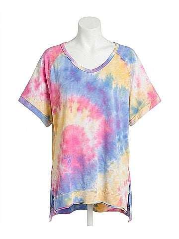 Umgee Tie Dye Top in Pink & Blue (view 1)