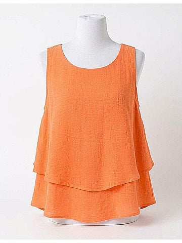 Umgee Sleeveless Layered Top in Tangerine (view 1)