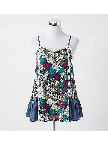 Umgee Floral Spaghetti Strap Lace Tank Top in Blue (view 1)