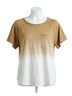Umgee Brown Dip Dye Raw Edged Top in Camel Size S - photo 1