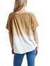 Umgee Brown Dip Dye Raw Edged Top in Camel Size S - photo 4