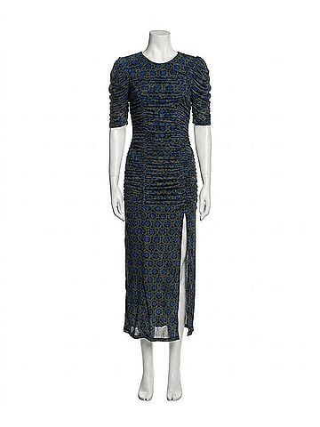 Free People Briella Printed Ruched Midi Dress in Army Combo (view 1)