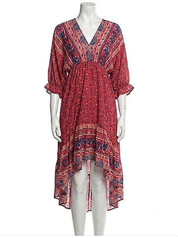 Umgee Mixed Print Bohemian Midi Dress in Red Mix (view 1)