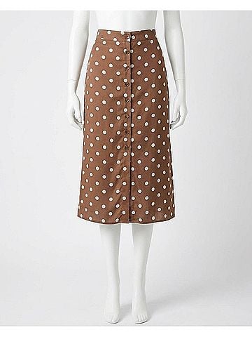 Free People Miranda Satin Polka Dot Midi Skirt in Chocolate (view 1)