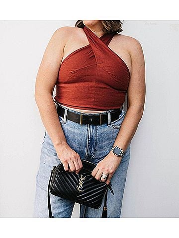 Steve Madden Twist Neck Crop Top in Russet (view 2)