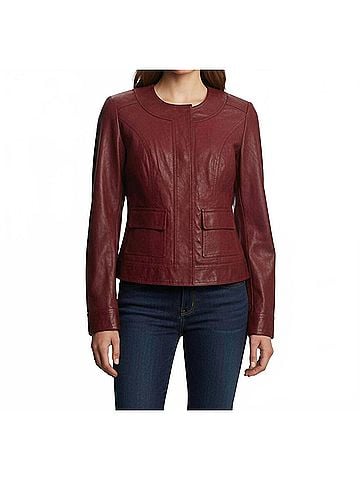 Kut from the Kloth Ainsley Snap Front Jacket in Red (view 2)