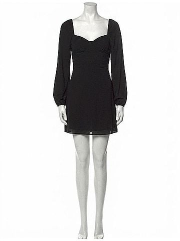 Steve Madden Long Sleeve Sweetheart Neck Nicole Dress in Black (view 1)