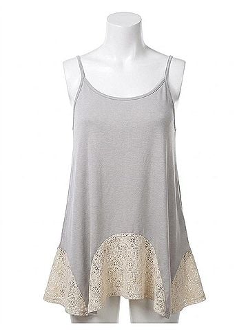 Umgee Lace Flared Tank Top in Silver (view 1)