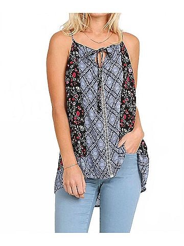 Umgee Bohemian Halter Neck Top in Black (view 2)