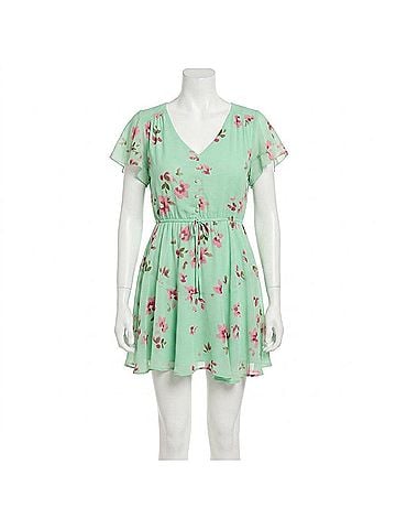 Steve Madden Sylvia Floral Mini Dress in Mint Green (view 1)