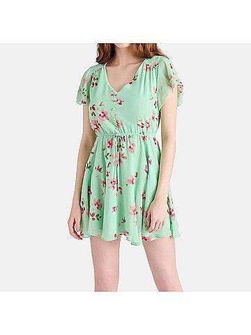 Steve Madden Sylvia Floral Mini Dress in Mint Green (view 2)