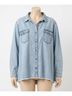 Umgee Blue Button Down Shacket - Plus in Light Denim Size XL - photo 1
