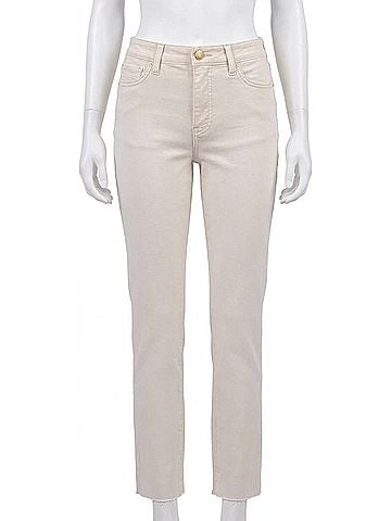 Kut from the Kloth Reese High Rise Straight Leg Raw Hem Jean in Ecru (view 1)