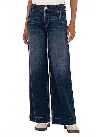 Kut from the Kloth Meg High Rise Wide Leg Jeans in Dark Wash (view 2)
