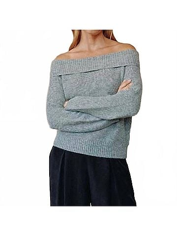 Bella Dahl Off Shoulder Sweater in Heather Grey (view 2)