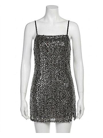 Free People Midnight Kiss Mini Slip Dress in Charcoal Combo (view 1)