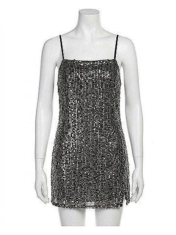 Free People Midnight Kiss Mini Slip Dress in Charcoal Combo (view 1)
