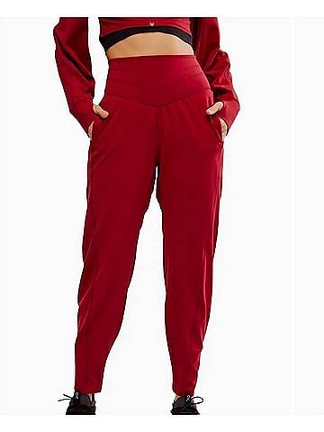 Free People Women's Never Better Strech Sweatpants in Crimson (view 2)