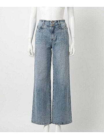 Kut from the Kloth Meg High Rise Wide Leg Jeans in Zenith With Medium Base Wash (view 1)