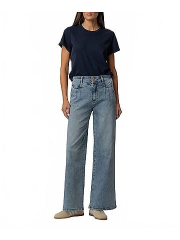 Kut from the Kloth Meg High Rise Wide Leg Jeans in Zenith With Medium Base Wash (view 2)