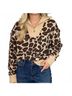 Umgee Brown Quarter Zip Sweater in Leopard Size S - photo 2
