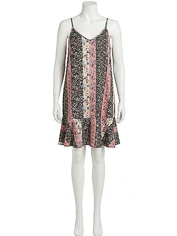 Umgee Floral Print Midi Dress in Black/Blush (view 1)