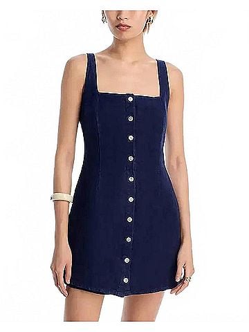 Bella Dahl Square Neck Button Front Mini Dress in Navy (view 2)