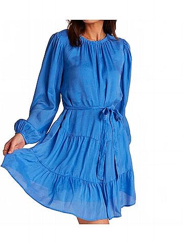 Bella Dahl Tiered Mini Dress With Belt in Pacific Sea (view 2)
