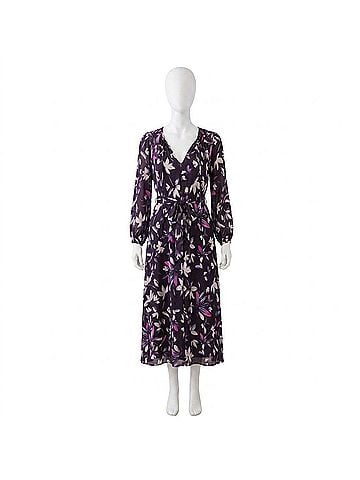 Bella Dahl Women's Smocked Back Maxi Dress in Floral Plum Print (view 1)