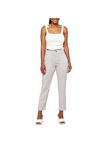 Bella Dahl Women's James Patch Pocket Trouser in Grey Mist (view 2)