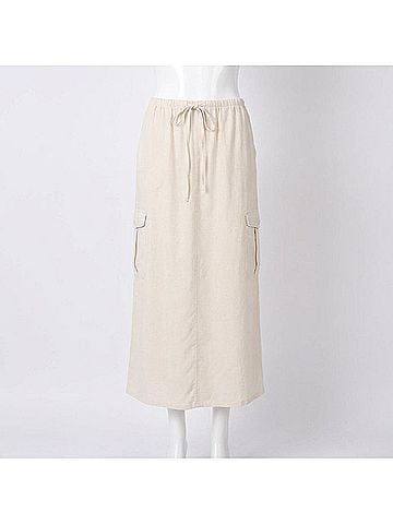 Bella Dahl Women's Goldie Bellow Pocket Cargo Skirt in Oasis Sand (view 1)