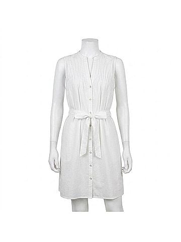 Bella Dahl Women's Sleeveless Pintuck Shirt Dress in White (view 1)