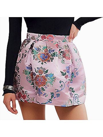 Free People Benjamine Mini Skirt in Pink Combo (view 2)