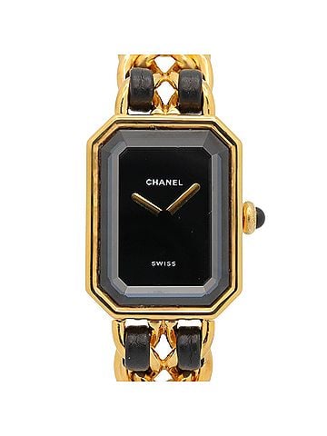 Chanel Chanel CHANEL Première S Watch, Gold Plated (GP), Leather Strap, Women's, Black, H0001 (view 1)