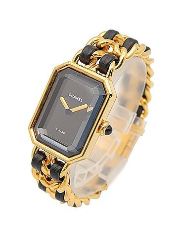 Chanel Chanel CHANEL Première S Watch, Gold Plated (GP), Leather Strap, Women's, Black, H0001 (view 2)
