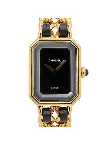 Chanel Chanel CHANEL Première S Watch, Gold Plated (GP), Leather Strap, Women's, Black, H0001 (view 1)