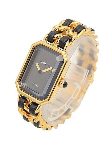 Chanel Chanel CHANEL Première S Watch, Gold Plated (GP), Leather Strap, Women's, Black, H0001 (view 2)