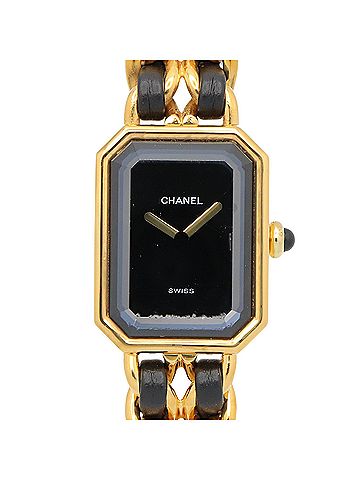 Chanel Chanel CHANEL Première XL Watch, Gold Plated (GP), Leather Strap, Women's, Black, H0001 (view 1)