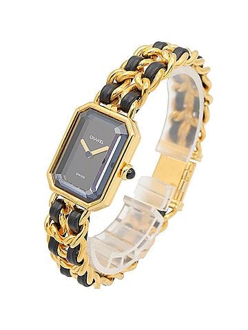 Chanel Chanel CHANEL Première XL Watch, Gold Plated (GP), Leather Strap, Women's, Black, H0001 (view 2)