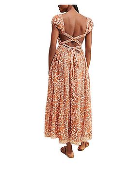 green emerald velvet dress Free People 'Melanie' Floral Print Fit & Flare Dress Night Combo 0