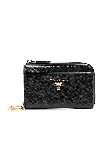 Prada Prada Compact Wallet, Black Saffiano Leather, Women's Wallet/Coin Case. (view 1)