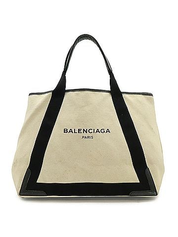 Balenciaga BALENCIAGA Cabas M Tote Bag/Shoulder Bag, Navy, Canvas/Leather, Natural Black, Handbag (Pouch missing), Item No. 339936 (view 2)